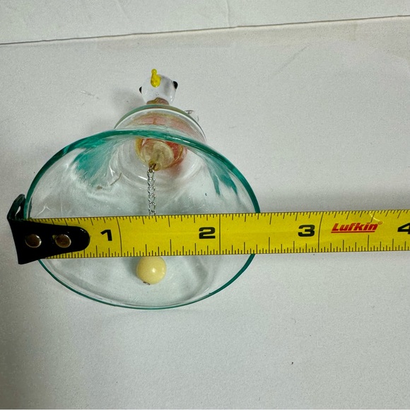 Art Glass Bell with Blown Glass Bird Finial. Approx. 3.5”H - Picture 10 of 10
